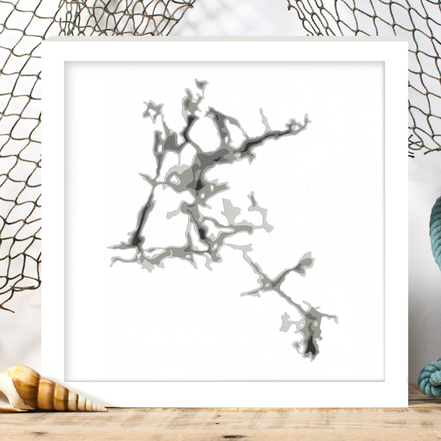 Dogtooth Lake 12"x12" Papercut Cardtography Map | Wall Art | Poster | Print | Map Art | Wall Decor