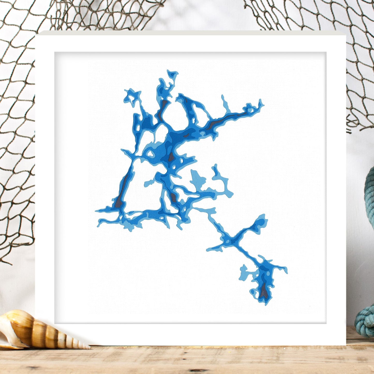 Dogtooth Lake 12"x12" Papercut Cardtography Map | Wall Art | Poster | Print | Map Art | Wall Decor