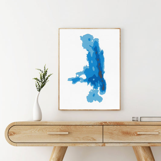 Flathead Lake, Montana 9"x12" Papercut Cardtography Map | Wall Art | Poster | Print | Map Art | Wall Decor