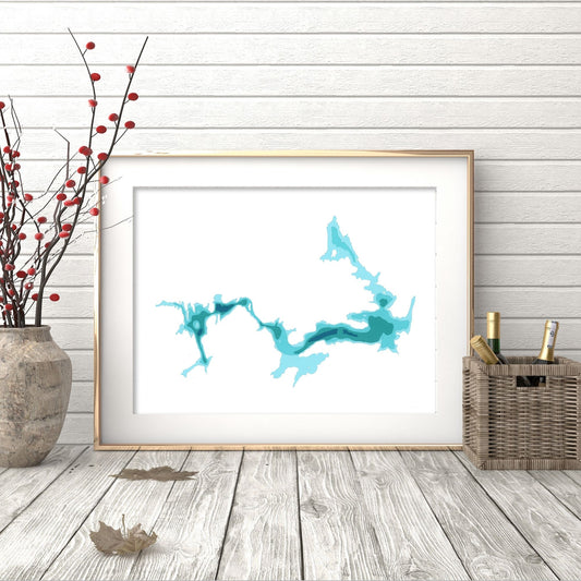 Galeairy Lake 9"x12" Papercut Cardtography Map | Wall Art | Poster | Print | Map Art | Wall Decor