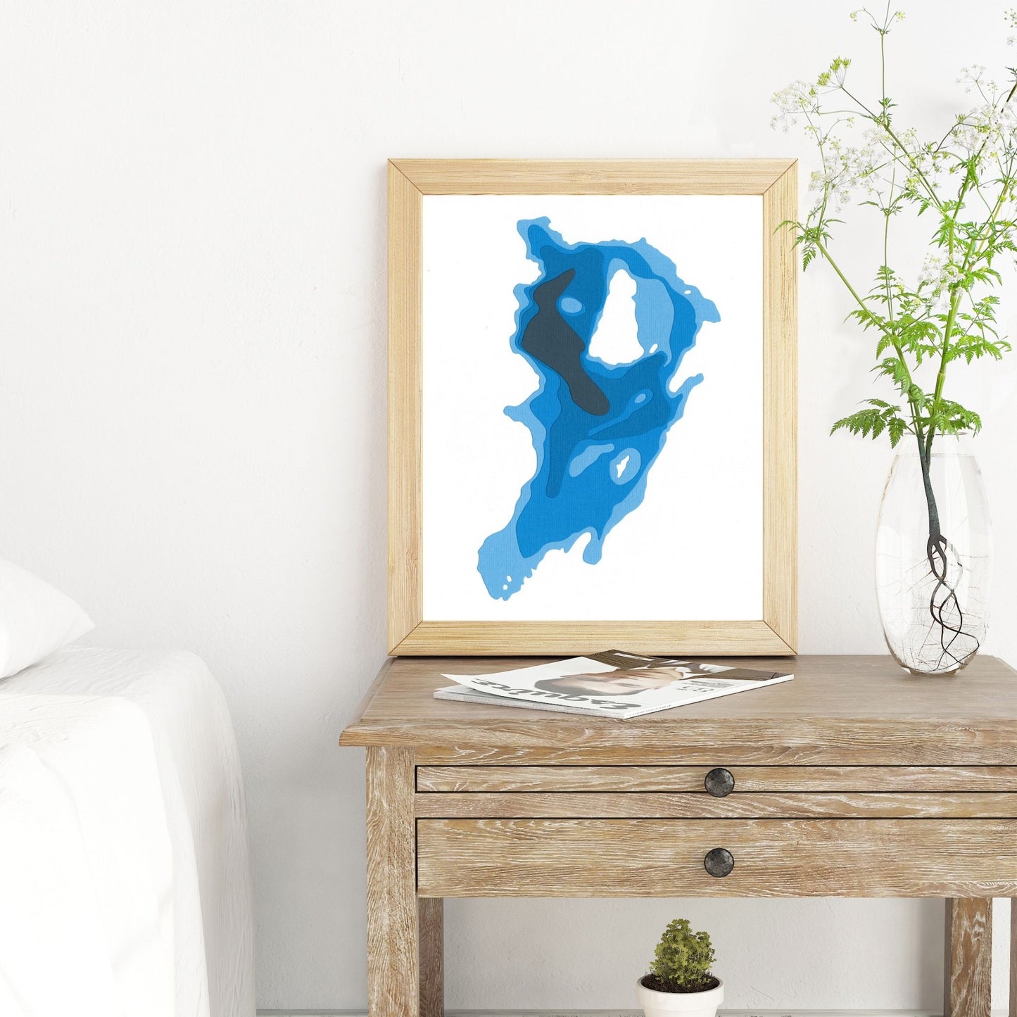 Glamor Lake 8x10" Papercut Cardtography Map | Wall Art | Poster | Print | Map Art | Wall Decor