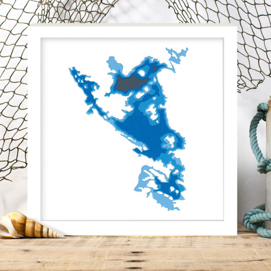 Gloucester Pool 12"x12" Papercut Cardtography Map | Wall Art | Poster | Print | Map Art | Wall Decor