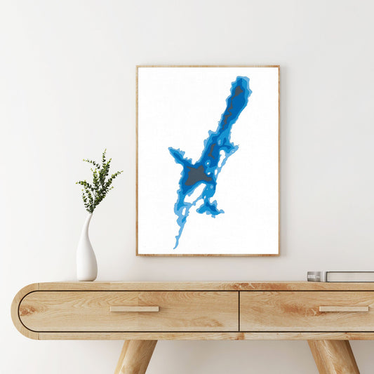 Gull Lake (Minden) 9"x12" Papercut Cardtography Map | Wall Art | Poster | Print | Map Art | Wall Decor