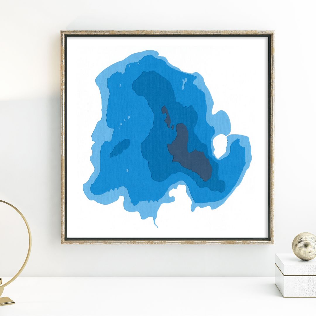 Halls Lake 12"x12" Papercut Cardtography Map | Wall Art | Poster | Print | Map Art | Wall Decor
