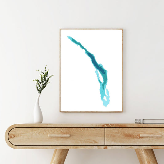 Harrison Lake, BC 9"x12" Papercut Cardtography Map | Wall Art | Poster | Print | Map Art | Wall Decor