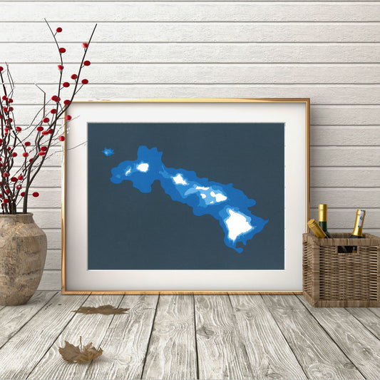 The Hawaiian Islands 9"x12" Papercut Cardtography Map | Wall Art | Poster | Print | Map Art | Wall Decor