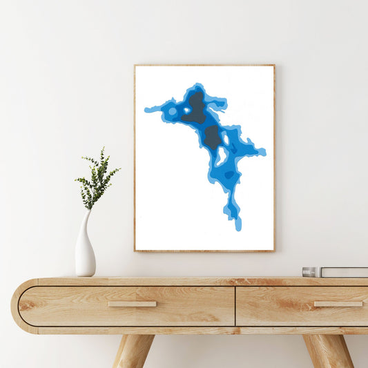 Isabella Lake 9"x12" Papercut Cardtography Map | Wall Art | Poster | Print | Map Art | Wall Decor