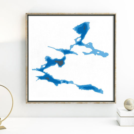 Jacks Lake 12"x12" Papercut Cardtography Map | Wall Art | Poster | Print | Map Art | Wall Decor