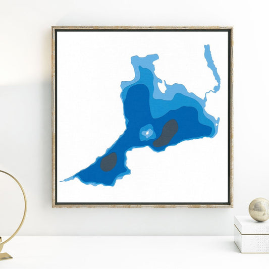 Kathleen Lake, Yukon 12"x12" Papercut Cardtography Map | Wall Art | Poster | Print | Map Art | Wall Decor