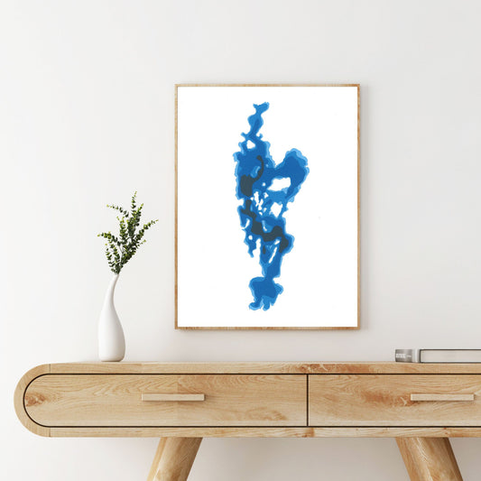 Lac Blue Sea, Québec 9"x12" Papercut Cardtography Map | Wall Art | Poster | Print | Map Art | Wall Decor
