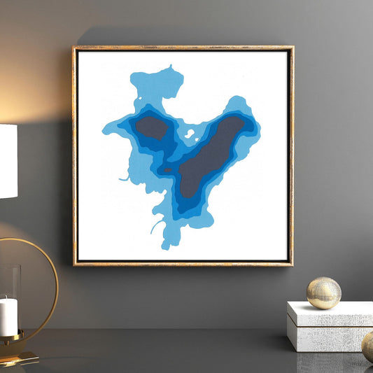Lac Hughes, Québec 12"x12" Papercut Cardtography Map | Wall Art | Poster | Print | Map Art | Wall Decor