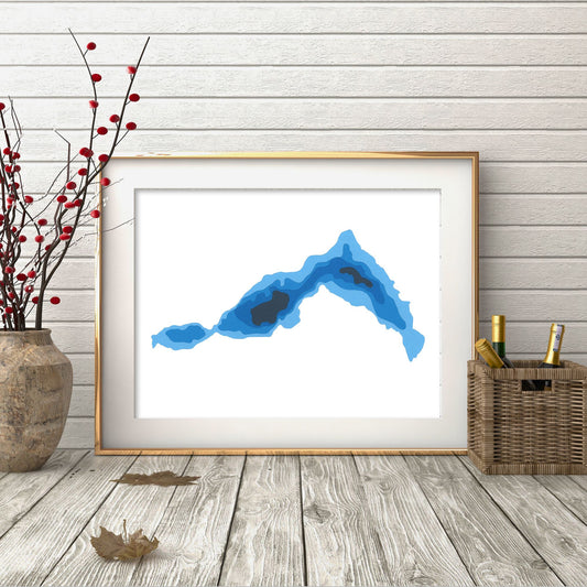 Lac Le Jeune, BC 9"x12" Papercut Cardtography Map | Wall Art | Poster | Print | Map Art | Wall Decor