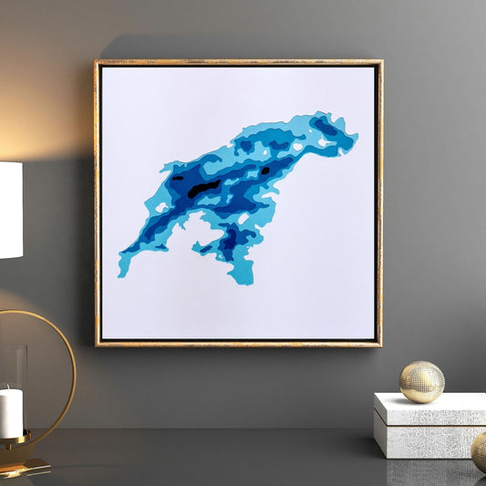 Lac Louisa, Québec 12"x12" Papercut Cardtography Map | Wall Art | Poster | Print | Map Art | Wall Decor