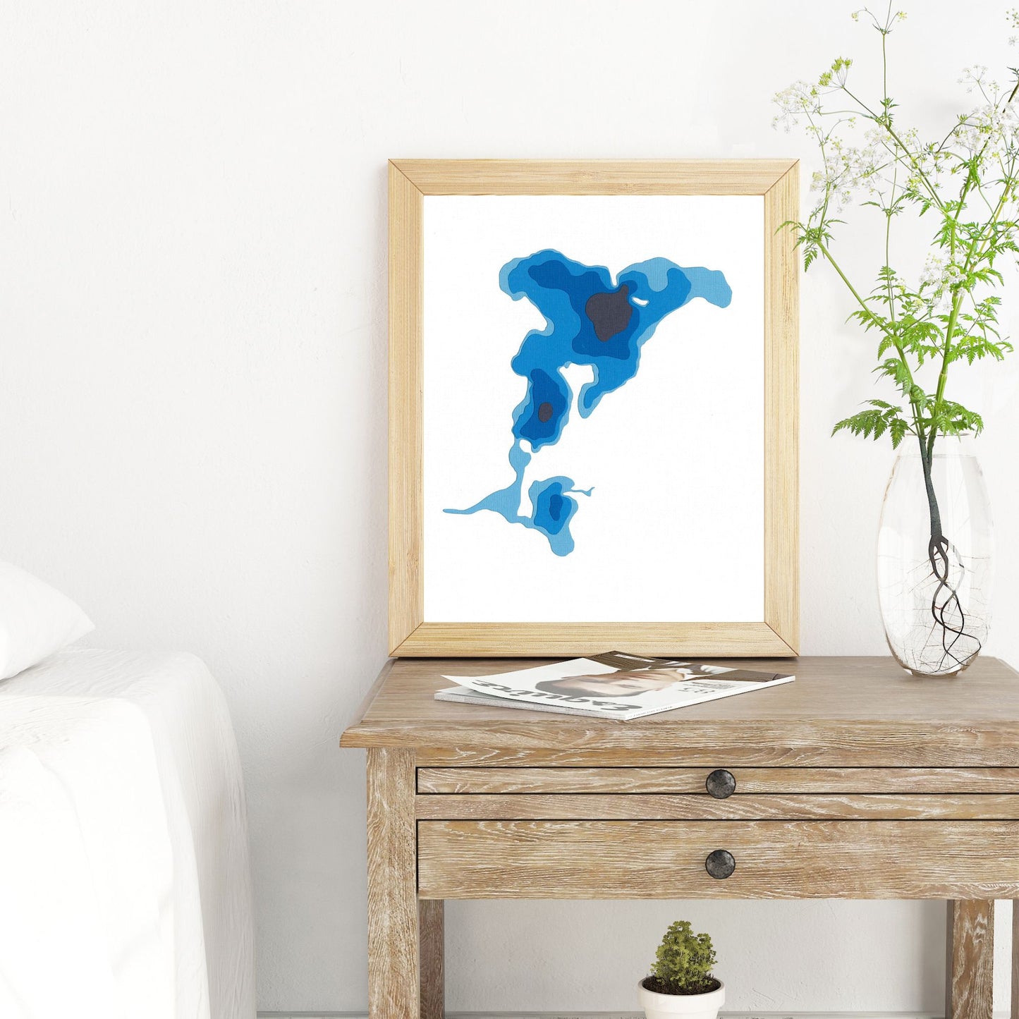 Lac Mecham, Québec 8"x10" Papercut Cardtography Map | Wall Art | Poster | Print | Map Art | Wall Decor