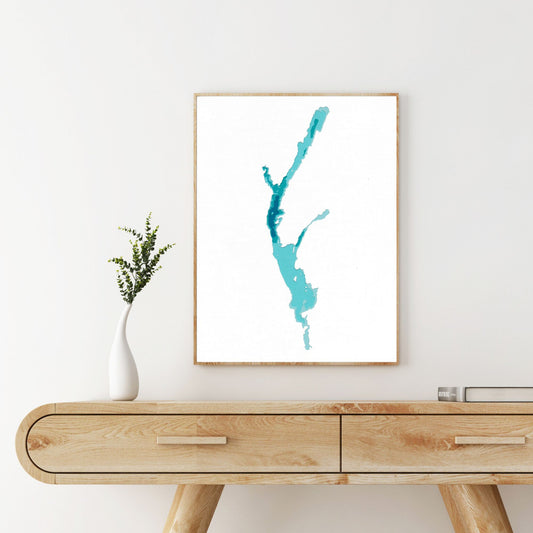 Lac Memphrémagog, Québec 9"x12" Papercut Cardtography Map | Wall Art | Poster | Print | Map Art | Wall Decor