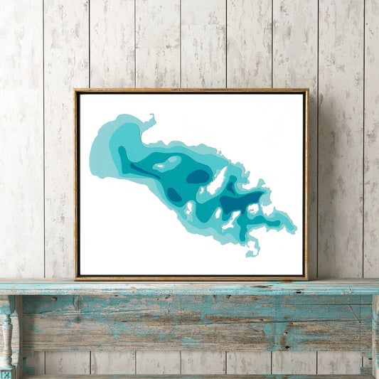 Lake Clear 9"x12" Papercut Cardtography Map | Wall Art | Poster | Print | Map Art | Wall Decor