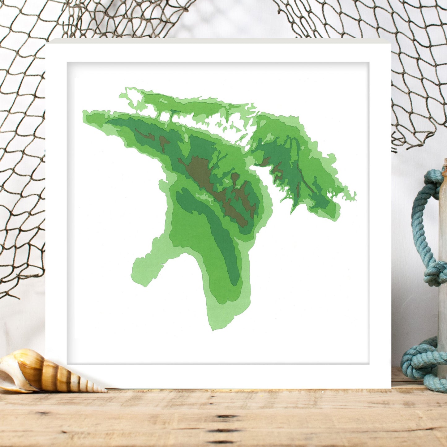 Lake Huron 12"x12" Papercut Cardtography Map | Wall Art | Poster | Print | Map Art | Wall Decor