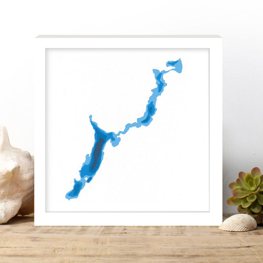 Kashagawigamog Lake 12"x12" Papercut Cardtography Map | Wall Art | Poster | Print | Map Art | Wall Decor