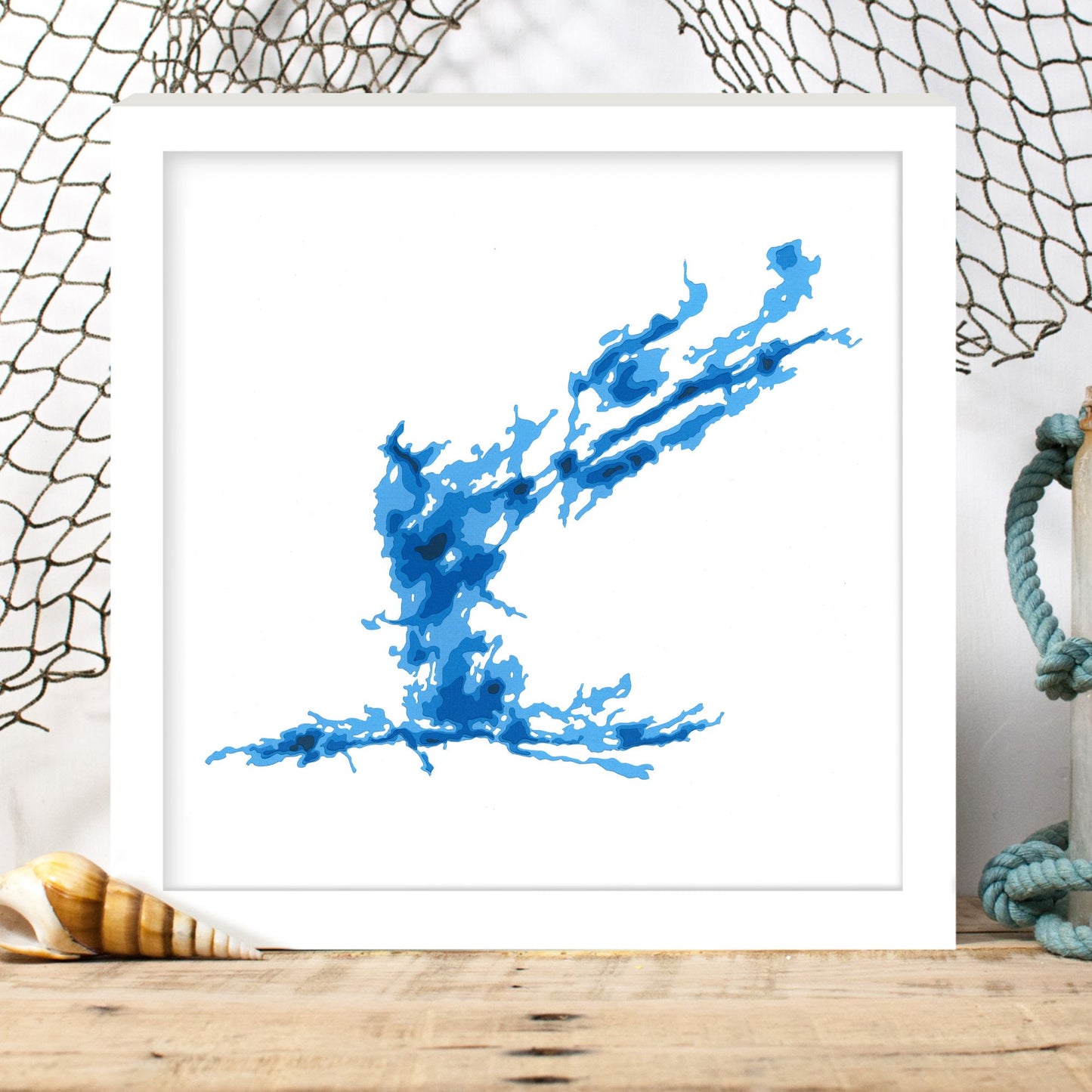 Lake Kasshabog 12"x12" Papercut Cardtography Map | Wall Art | Poster | Print | Map Art | Wall Decor