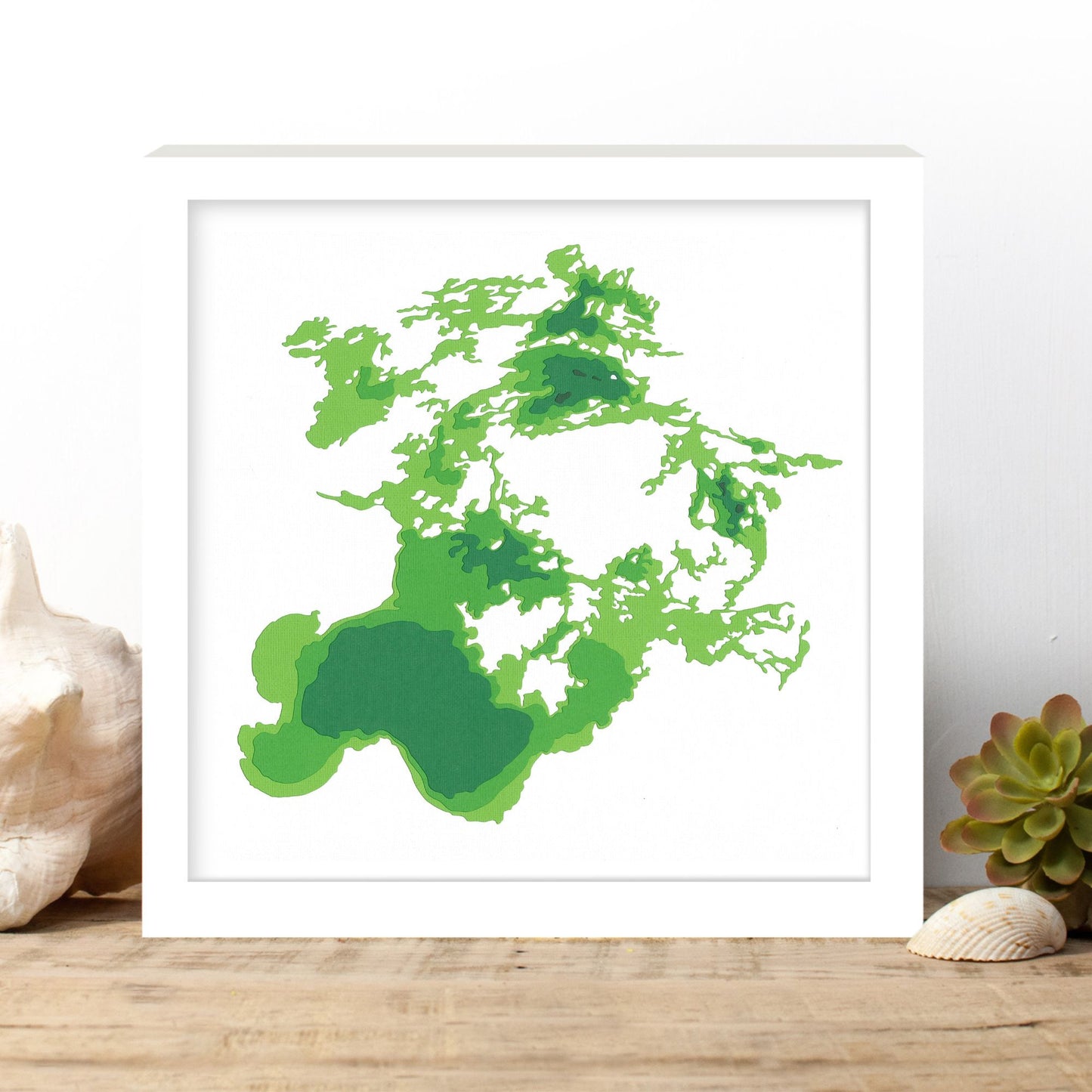 Lake of the Woods 12"x12" Papercut Cardtography Map | Wall Art | Poster | Print | Map Art | Wall Decor