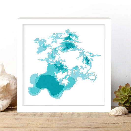 Lake of the Woods 12"x12" Papercut Cardtography Map | Wall Art | Poster | Print | Map Art | Wall Decor