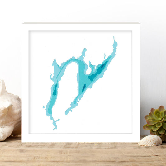 Lake Scugog 12"x12" Papercut Cardtography Map | Wall Art | Poster | Print | Map Art | Wall Decor