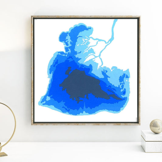 Lake St Clair 12"x12" Papercut Cardtography Map | Wall Art | Poster | Print | Map Art | Wall Decor