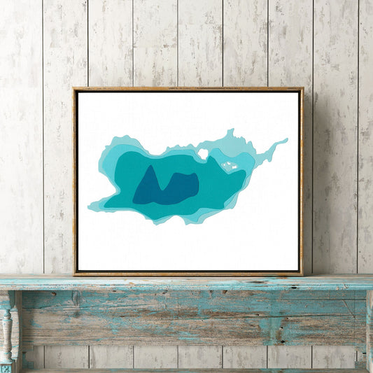 L'Amable Lake 8"x10" Papercut Cardtography Map | Wall Art | Poster | Print | Map Art | Wall Decor