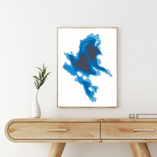Leonard Lake 9"x12" Papercut Cardtography Map | Wall Art | Poster | Print | Map Art | Wall Décor
