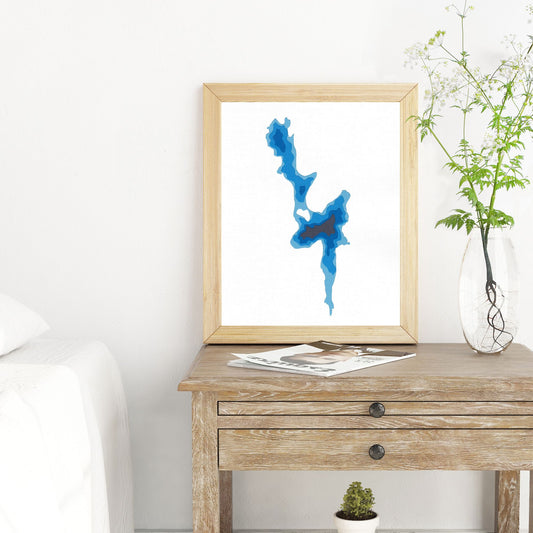 Little Bob Lake 8"x10" Papercut Cardtography Map | Wall Art | Poster | Print | Map Art | Wall Decor
