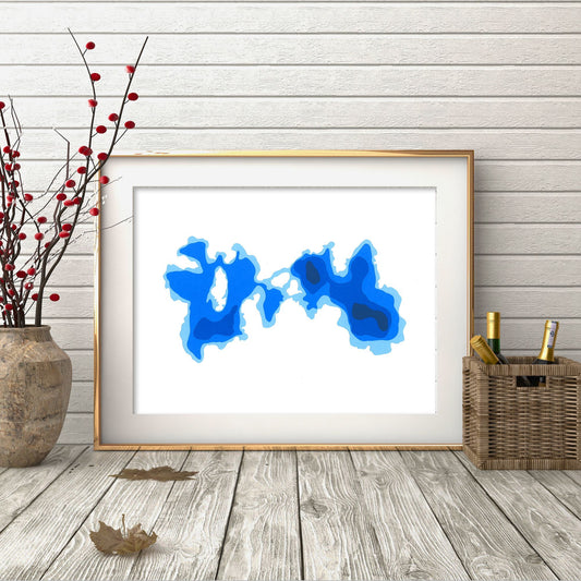 Lake Manitouwaba 9"x12" Papercut Cardtography Map | Wall Art | Poster | Print | Map Art | Wall Decor