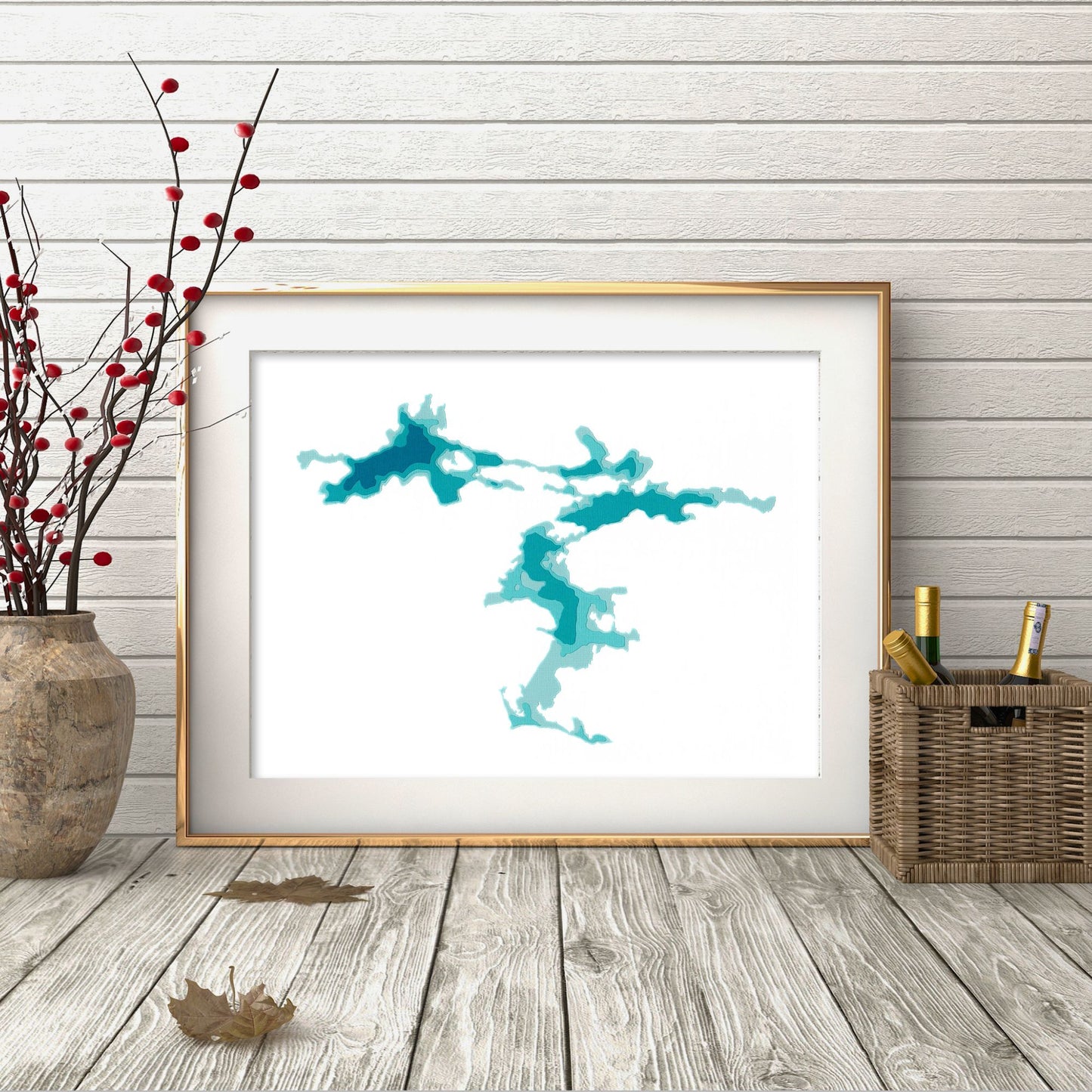 Matinenda Lake 9"x12" Papercut Cardtography Map | Wall Art | Poster | Print | Map Art | Wall Decor