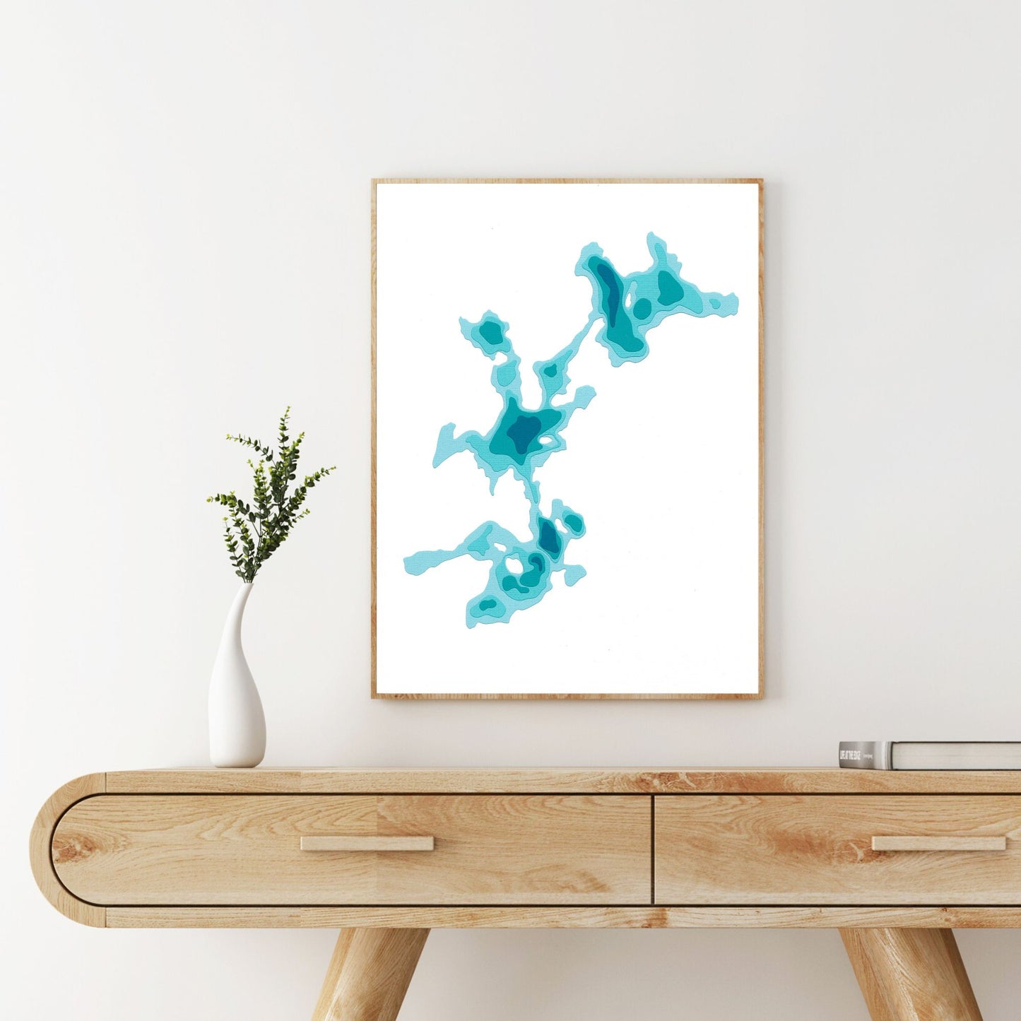 Mayo Lake 9"x12" Papercut Cardtography Map | Wall Art | Poster | Print | Map Art | Wall Decor