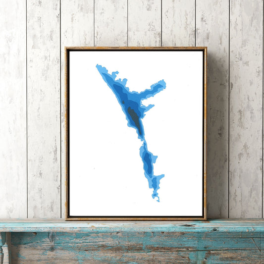 Mazinaw Lake 8"x10" Papercut Cardtography Map | Wall Art | Poster | Print | Map Art | Wall Decor
