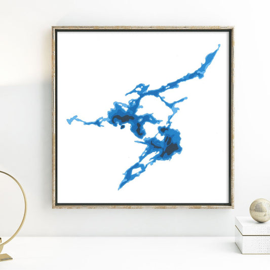 Memesagamesing Lake 12"x12" Papercut Cardtography Map | Wall Art | Poster | Print | Map Art | Wall Decor
