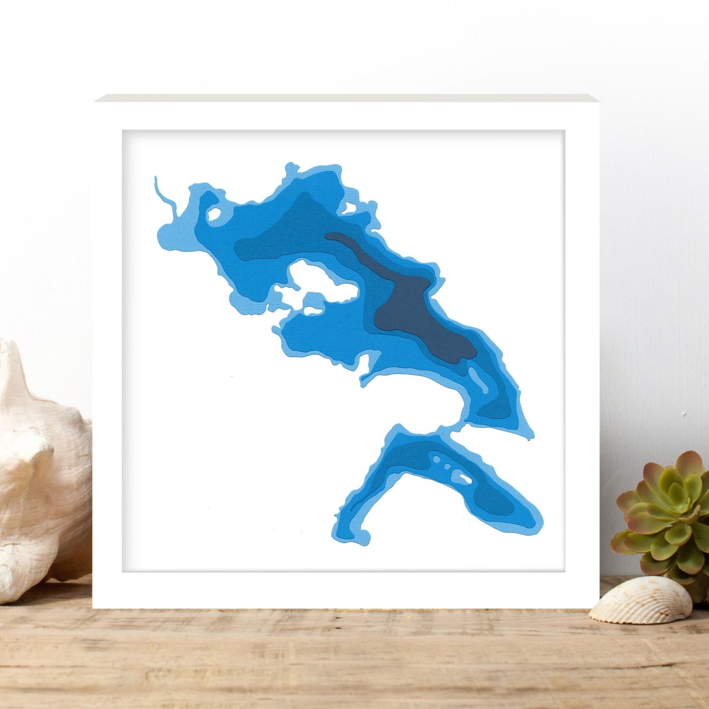 Monck Lake 12"x12" Papercut Cardtography Map | Wall Art | Poster | Print | Map Art | Wall Décor