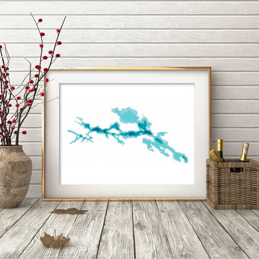 Moon River (Bala) 9"x12" Papercut Cardtography Map | Wall Art | Poster | Print | Map Art | Wall Decor