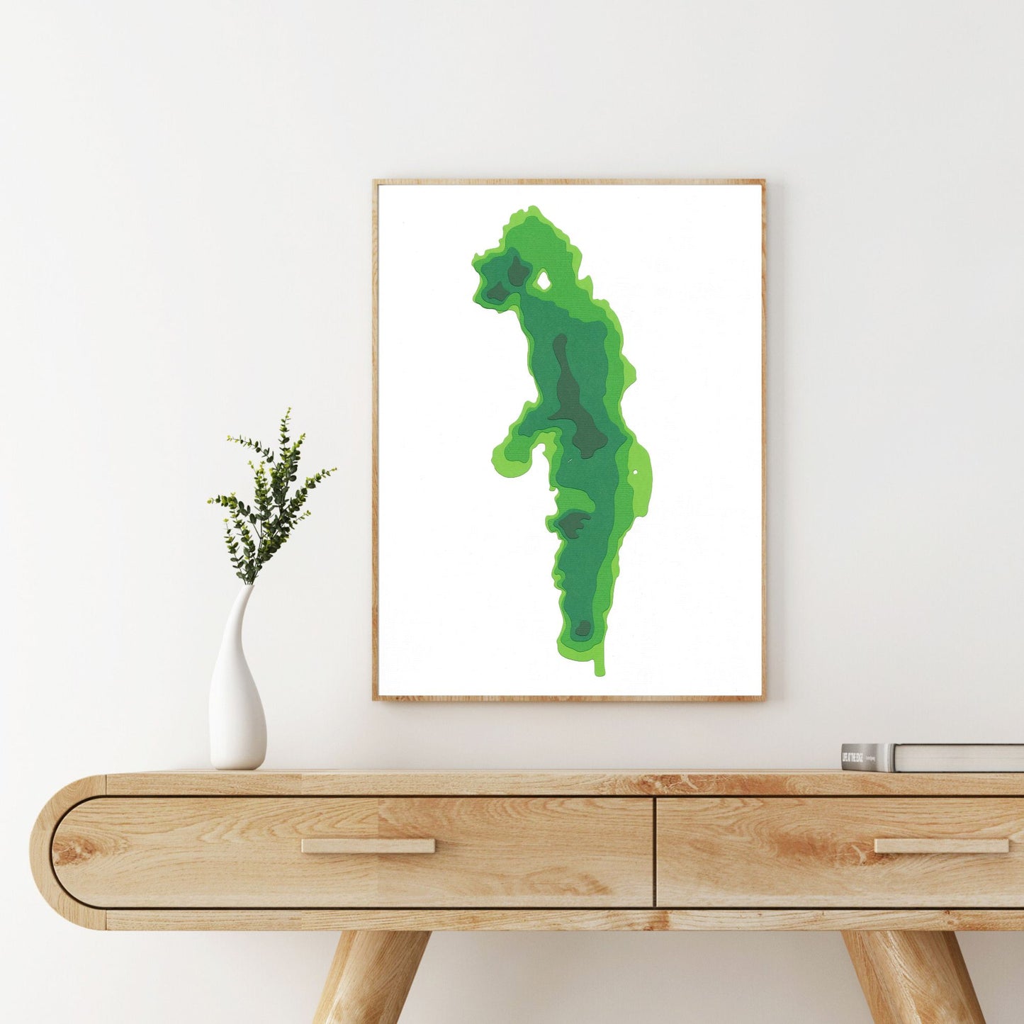 Mudturtle Lake 9"x12" Papercut Cardtography Map | Wall Art | Poster | Print | Map Art | Wall Decor