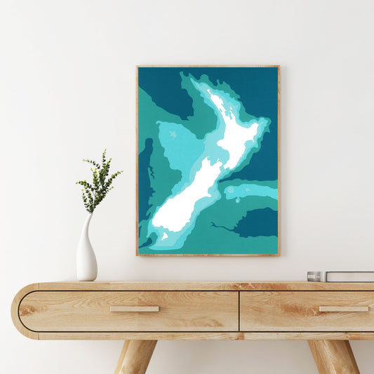 New Zealand 9"x12" Papercut Cardtography Map | Wall Art | Poster | Print | Map Art | Wall Decor