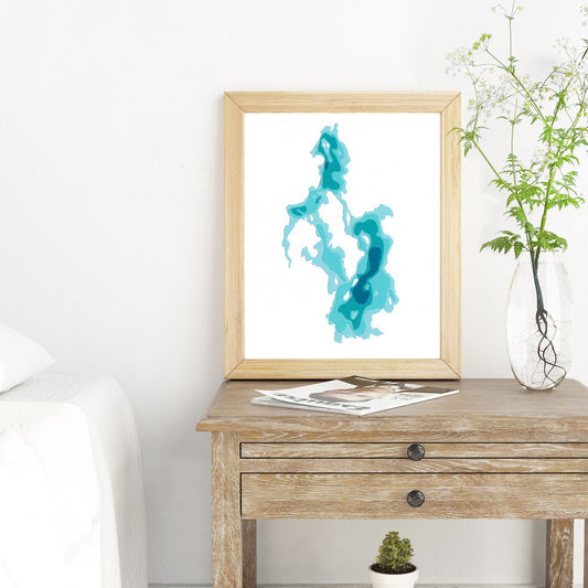 Opasatika Lake 8"x10" Papercut Cardtography Map | Wall Art | Poster | Print | Map Art | Wall Decor
