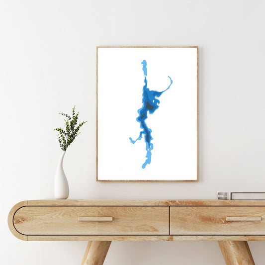 Oxtongue Lake 9"x12" Papercut Cardtography Map | Wall Art | Poster | Print | Map Art | Wall Decor