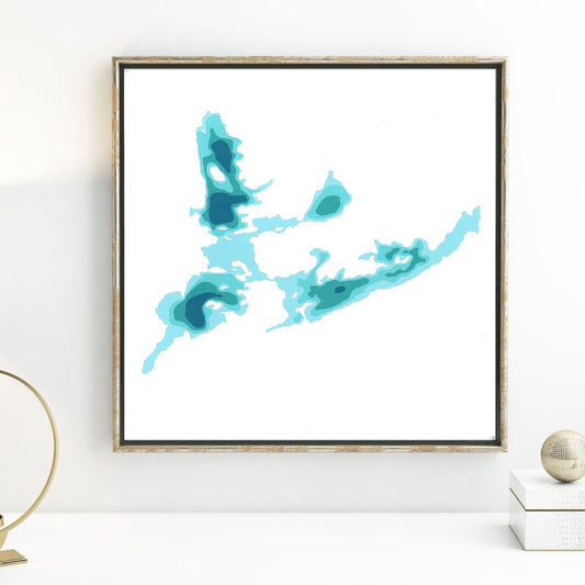 Paudash Lake 12"x12" Papercut Cardtography Map | Wall Art | Poster | Print | Map Art | Wall Decor