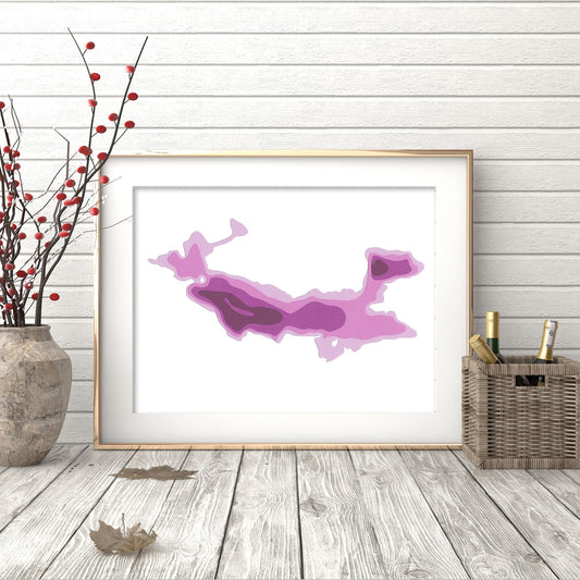 Popeye Lake 9"x12" Papercut Cardtography Map | Wall Art | Poster | Print | Map Art | Wall Decor