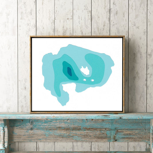 Puslinch Lake 8"x10" Papercut Cardtography Map | Wall Art | Poster | Print | Map Art | Wall Decor