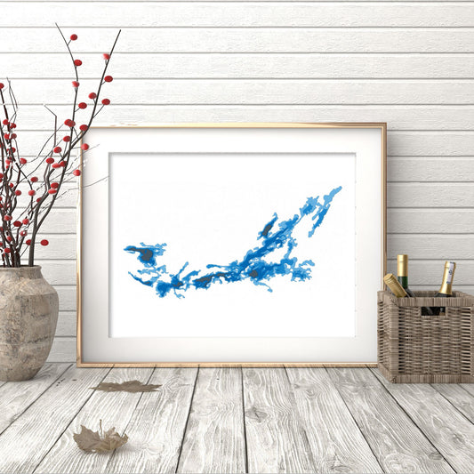Red Lake 9"x12" Papercut Cardtography Map | Wall Art | Poster | Print | Map Art | Wall Decor