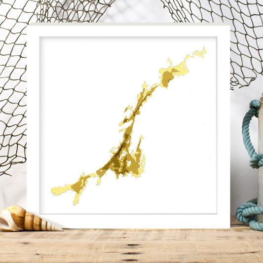 Rideau Lake 12"x12" Papercut Cardtography Map | Wall Art | Poster | Print | Map Art | Wall Decor