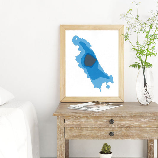 Rosen Lake 8x10" Papercut Cardtography Map | Wall Art | Poster | Print | Map Art | Wall Decor