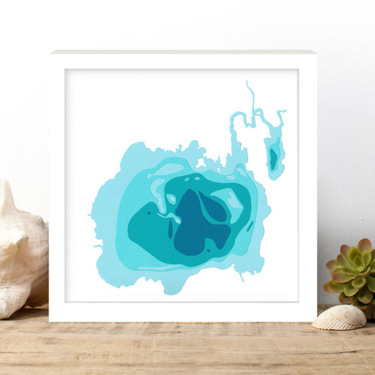 Round Lake 12"x12" Papercut Cardtography Map | Wall Art | Poster | Print | Map Art | Wall Decor