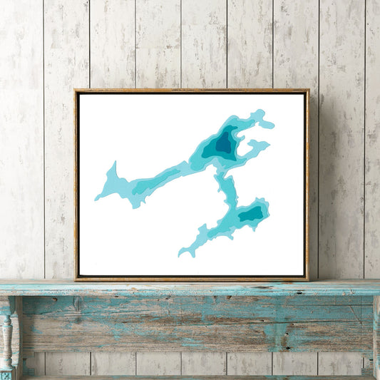 Shawenegog Lake 8"x10" Papercut Cardtography Map | Wall Art | Poster | Print | Map Art | Wall Decor