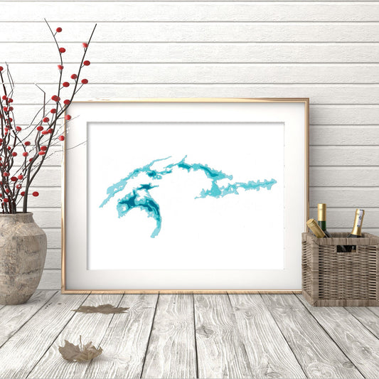 Shebandowan Lake 9"x12" Papercut Cardtography Map | Wall Art | Poster | Print | Map Art | Wall Decor